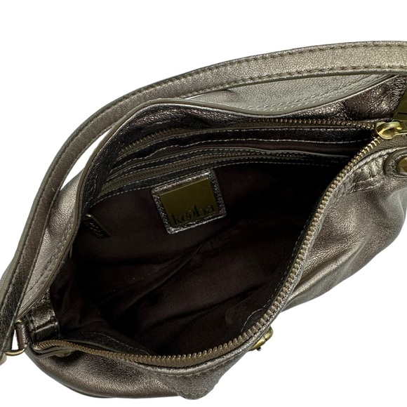 KOOBA Olivia Buttery Metallic Pleated Leather Flap Front Pewter Y2K Baguette Bag - Picture 6 of 9